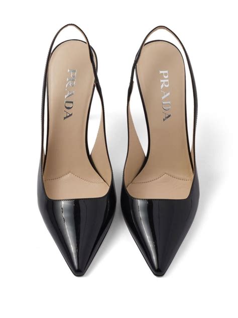 prada two tone leather slingbacks|Prada Triangle Logo Leather Slingback Pumps .